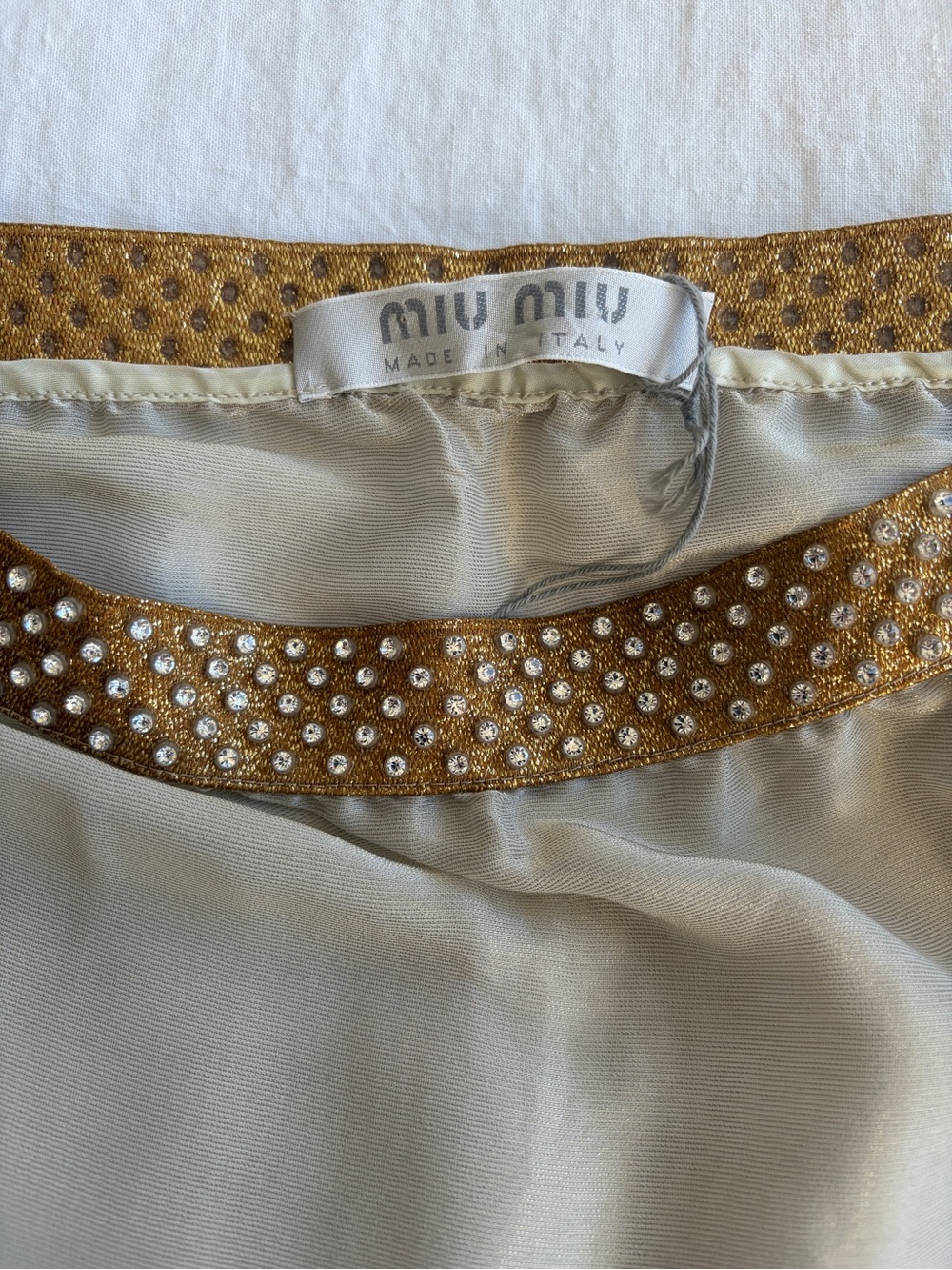 Miu Miu SS 2000 Crystal Embellished Silk Sheer Pencil Skirt Gray Silver Gold - Picture 9 of 14